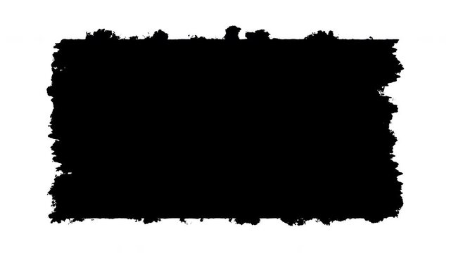 4K Grunge Brush Stroke Matte Black Paint Rectangle Loop White Background Alpha Luma Overlay Texture Transition
