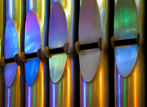 Organ Pipes Colorful Reflection Abstract Background
