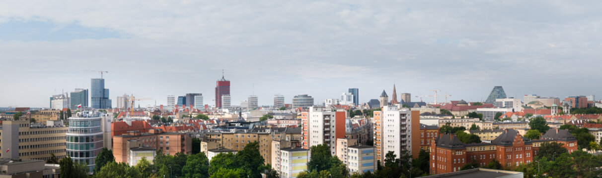 Poznan City Skyline Panorama Aerial View Buildings Tower