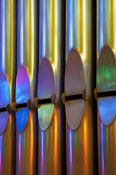 Organ pipes metallic colorful abstract background