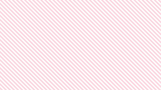 Seamless scrolling pink and white diagonal stripe pattern, looping animated background for video titles and streams, 4K 58 seconds