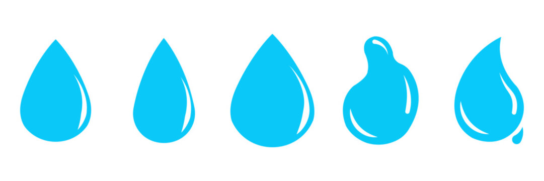 Water drop icon set blue liquid teardrop aqua symbol vector illustration clean water sign