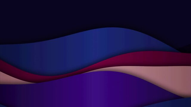 Abstract wavy paper cut layers modern deep blue purple pink fluid gradient aesthetic background loop for presentation motion graphics website header