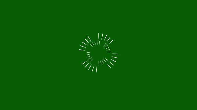Cinematic white firework circle burst with glowing rings,  explosive ellipse effect, dynamic energy trails and cartoon transition animation,  background on green screen ,4k video