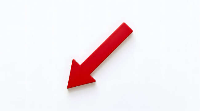 A solitary red arrow on a solid white background