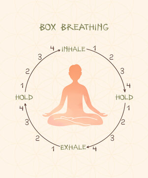Box Breathing Technique Vector Chart