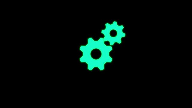 Update glowing setting icon setup animation. setting icon with spinning gears icon animated. Technology gear icon concept animation.4k animation video