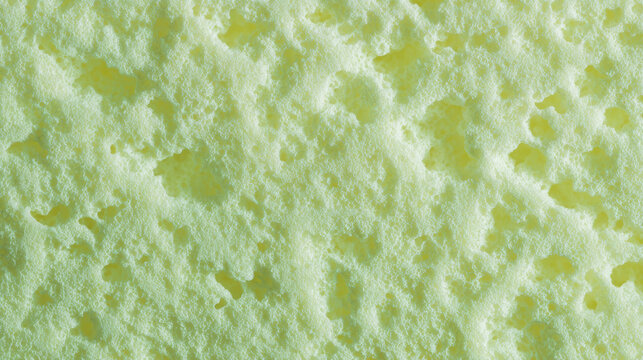 Macro texture of a pale green porous foam material with deep cavities