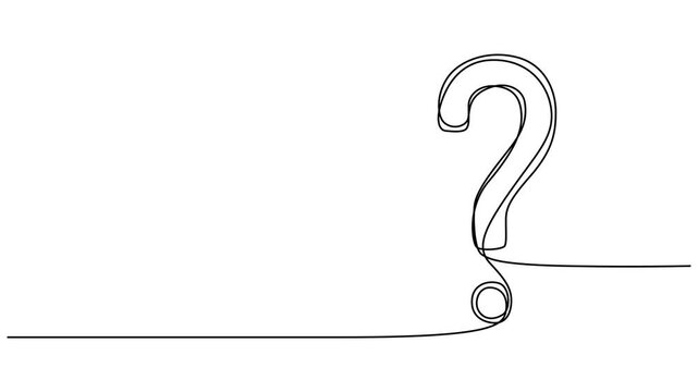 Animated self drawing of continuous one line drawing of question mark video, Q and A symbol animation. Question mark one line art animation, hand drawn, Minimalist one line animation of a question on.