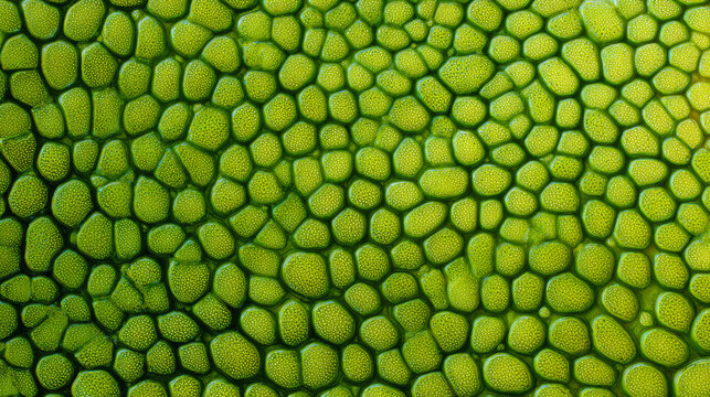 Macro photography of green plant stomata showing detailed cellular texture and organic patterns