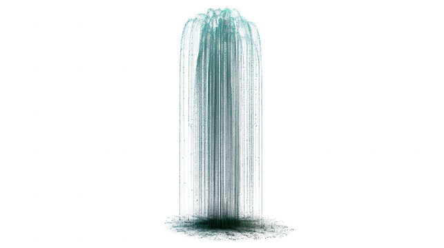 Vertical water fountain jet stream with droplets isolated transparent on transparent background