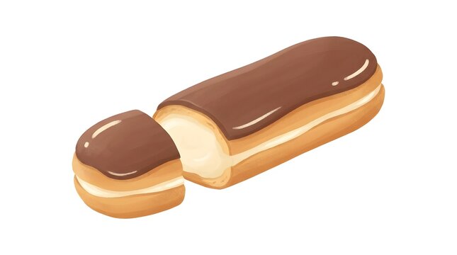 Chocolate eclair pastry, delicious dessert and sweet snack isolated on white background for bakery menu, cafe marketing and food blog. Gourmet treat, cream filling and cocoa icing for advertising