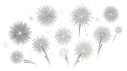 Obraz premium Elegant Gray Fireworks Explosion Illustration Set.