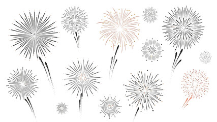 Obraz premium Elegant Fireworks Illustration in Minimalist Style.