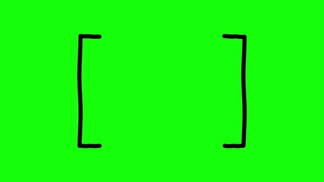 Animated bracket symbol, hand-drawn black line art, dynamic opening and closing animation on green screen, versatile graphic element for video editing and motion design projects
