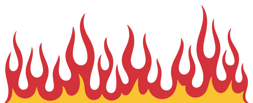 red and yellow fire flames border vector illustration with bright burning flame effect