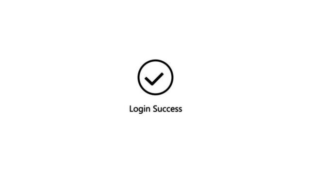 Secure account login success concept on the transparent background. Login success animation with loading circle and tick icon for mobile app interface. 4k motion video.