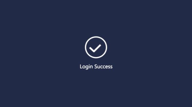 Secure account login success concept on the transparent background. Login success animation with loading circle and tick icon for mobile app interface. 4k motion video.