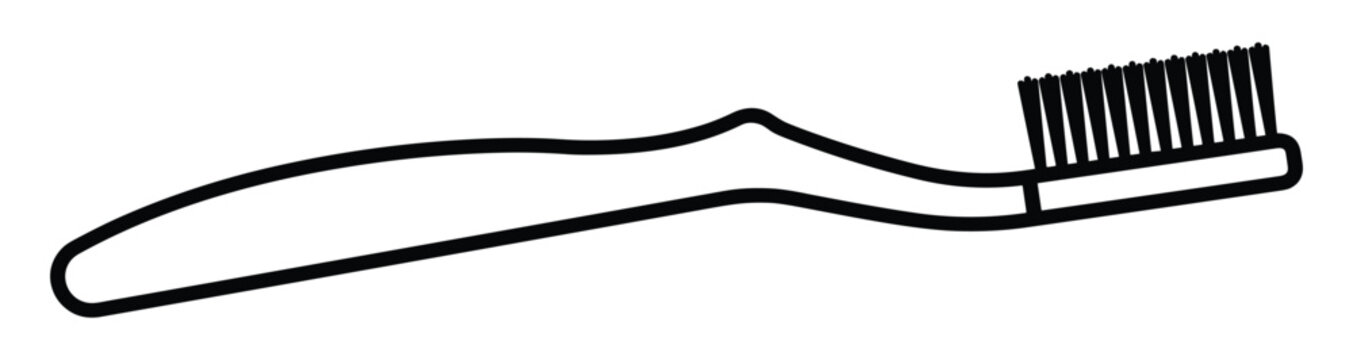 Simple toothbrush line art for dental hygiene care illustration