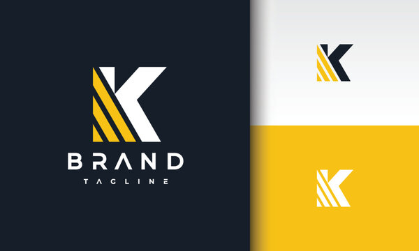 Letter K Logo with Diagonal Stripes