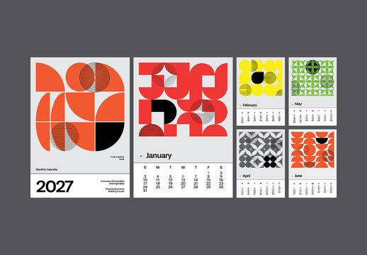 Bold Geometric Pattern Calendar 2027