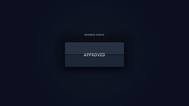 Dark digital graphic featuring a modern 3D rendered grey button with the word "APPROVED" prominently displayed in white, symbolizing successful validation or acceptance in business processes