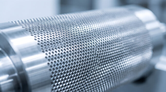 Industrial anilox roller with precision engraved honeycomb pattern for high quality flexographic printing press
