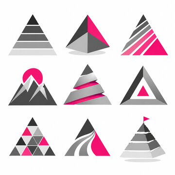 Modern geometric triangle pyramid vector set design
