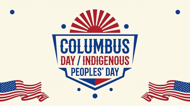 Columbus day and indigenous peoples day greeting with flags