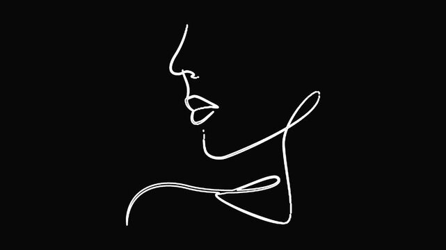 Minimalist continuous line art of female face profile