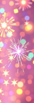 Vibrant spark shapes dance across a bright background, energetic, groovy
