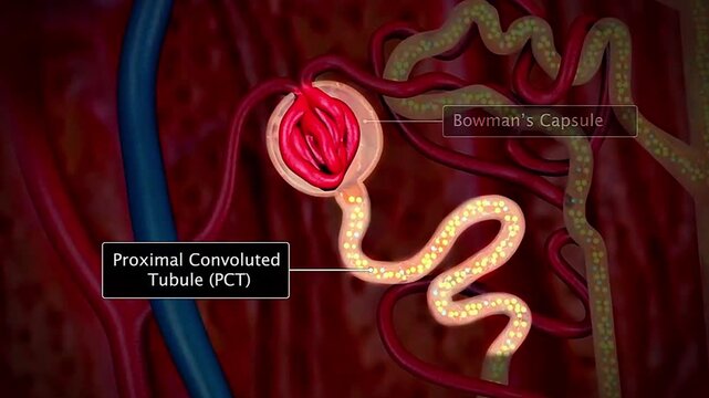 Proximal and distal convoluted tubules showing nephron structure, reabsorption, and secretion.