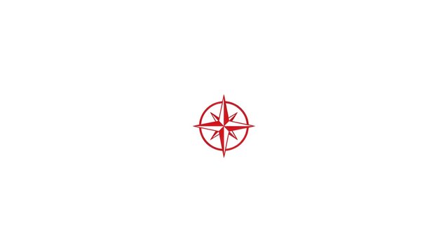 Red compass rose icon on a clean white background