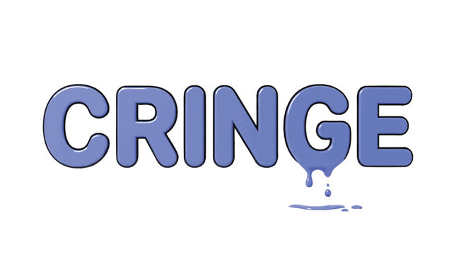Vibrant blue melting cringe typography vector graphic illustration featuring bold stylized letters against white