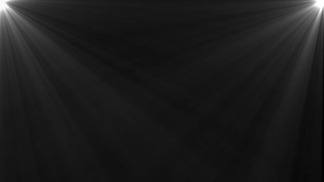 White sun flare star light glow shining rays' effect on black chroma key alpha channel background, animation. 4k video