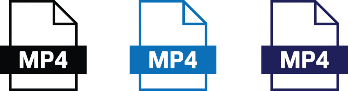 File Name Extension MP4 Type icon, video file format symbol for digital media, movie files, video streaming, multimedia content, and vector design.
