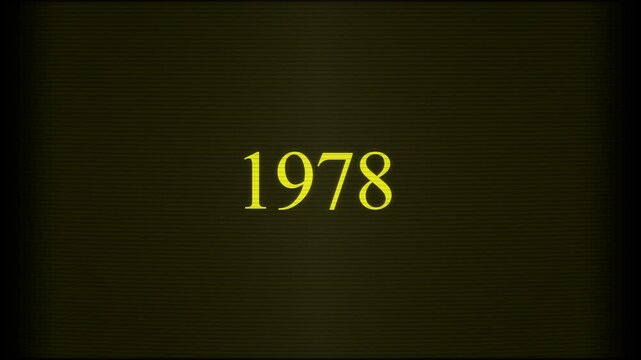 The year 1978 gradually appears on a green retro CRT screen, complete with scan lines and a blinking cursor. It evokes a vintage computing aesthetic.