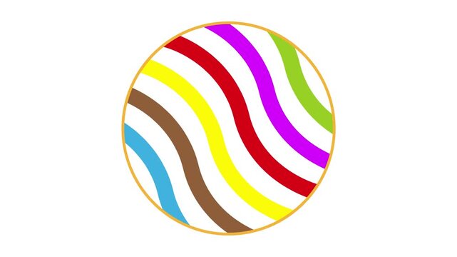 Abstract colorful geometric wavy stripe candy spinner loop animation