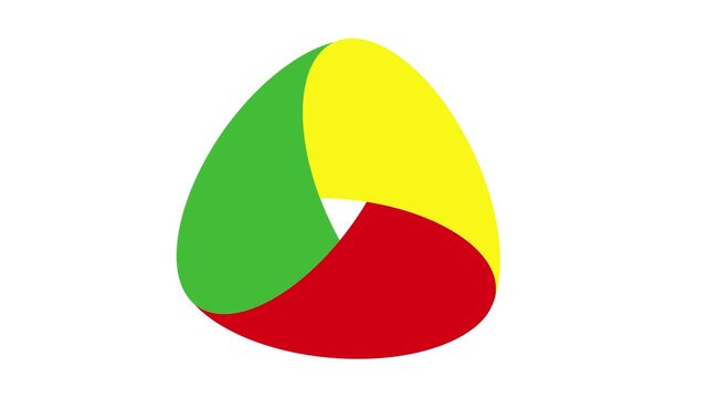 Colorful abstract triangle mobius loop logo assembly animation