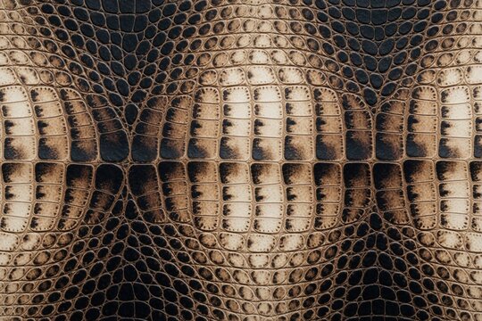 Seamless crocodile skin texture with natural reptile pattern. Dark brown alligator leather background features detailed scales, organic lines. Luxury exotic animal print design for fashion textile,