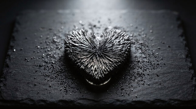 Heart shaped ferrofluid reacting to magnetic field