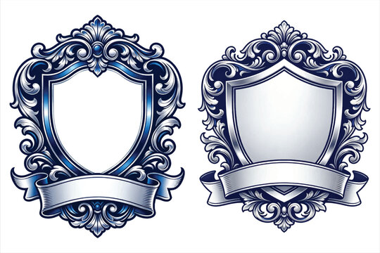 Elegant Vintage Ornate Crests and Shield Frames Vector Design Transparent Background for Luxurious Emblems and Decorative Graphics