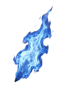 Abstract Blue Flame Swirl Isolated on White Background