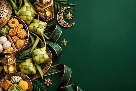 Eid Flatlay Ketupat Lanterns