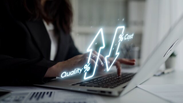 Business concept showing cost reduction and quality increase using Lean, Six Sigma, and Total Quality Management (TQM) to enhance efficiency, value, and customer satisfaction. Muxer