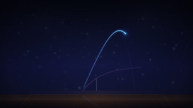 Badminton Shuttlecock Rally Light Trails Arcing Over Court Seamless Loop