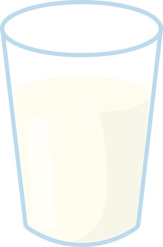 Simple Glass of Milk Illustration for Healthy Breakfast, Dairy Nutrition, Food and Beverage Design