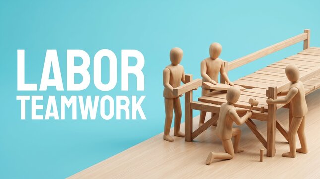 Team collaborating on a project with wooden table