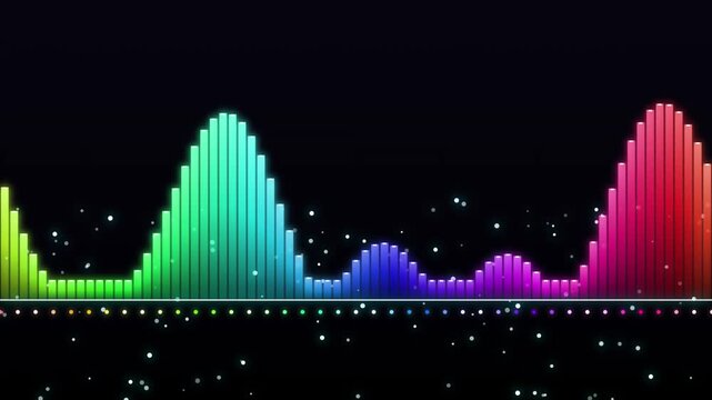 Rainbow equalizer bars with sparkling music visualization