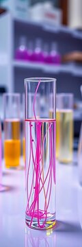 Glass test tube containing fiber microbiology culture in a medical laboratory, sterile, pipette